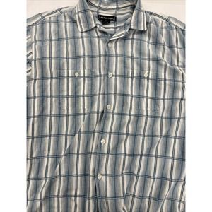 No Fear Button Down Shirt Mens XL Blue Plaid Short Sleeve Skate 1990s Y2K (S1)